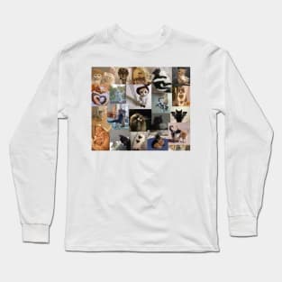 cats aesthetic collage Long Sleeve T-Shirt